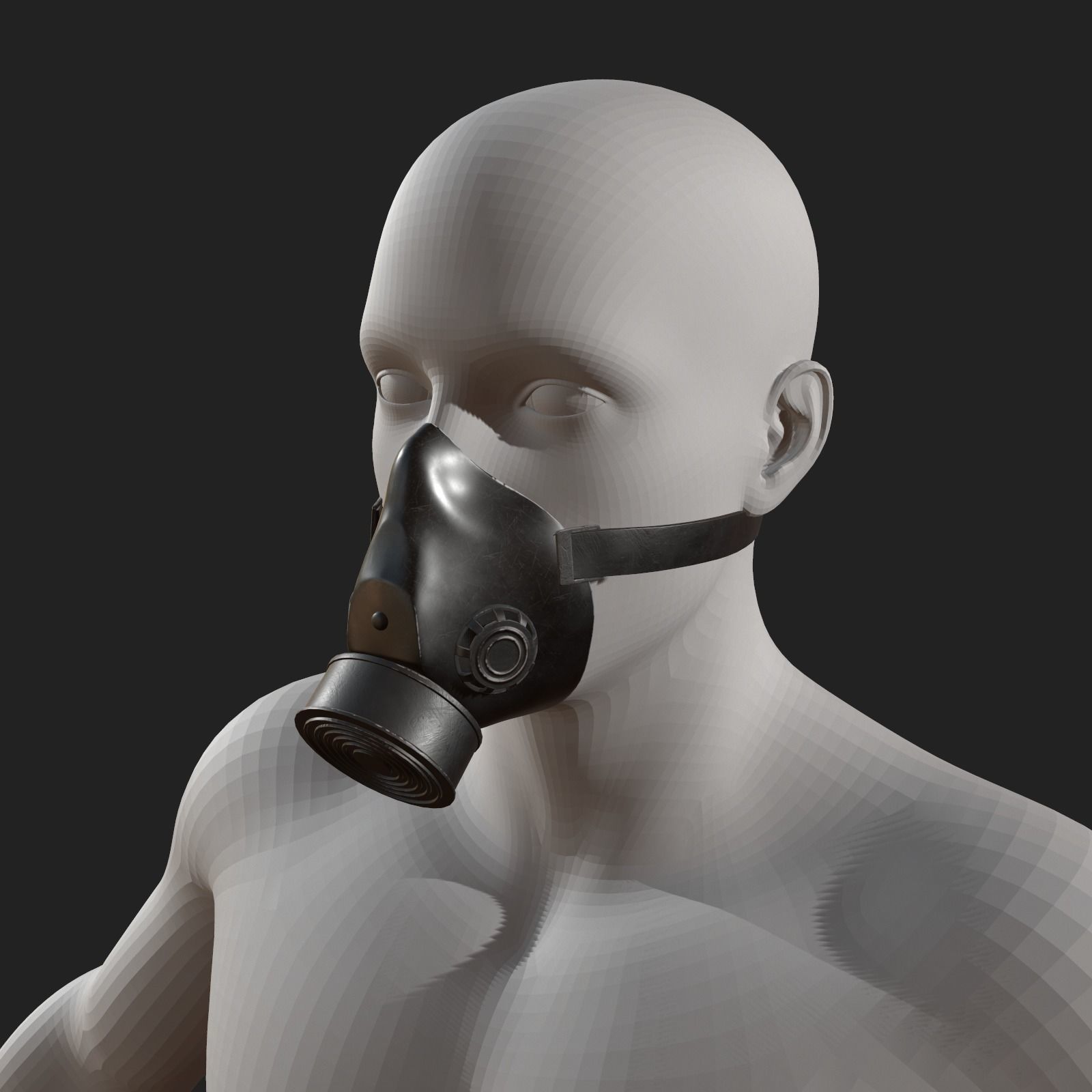 Gas mask helmet 3d model military combat fantasy futuristic  Low-poly 3D model_2