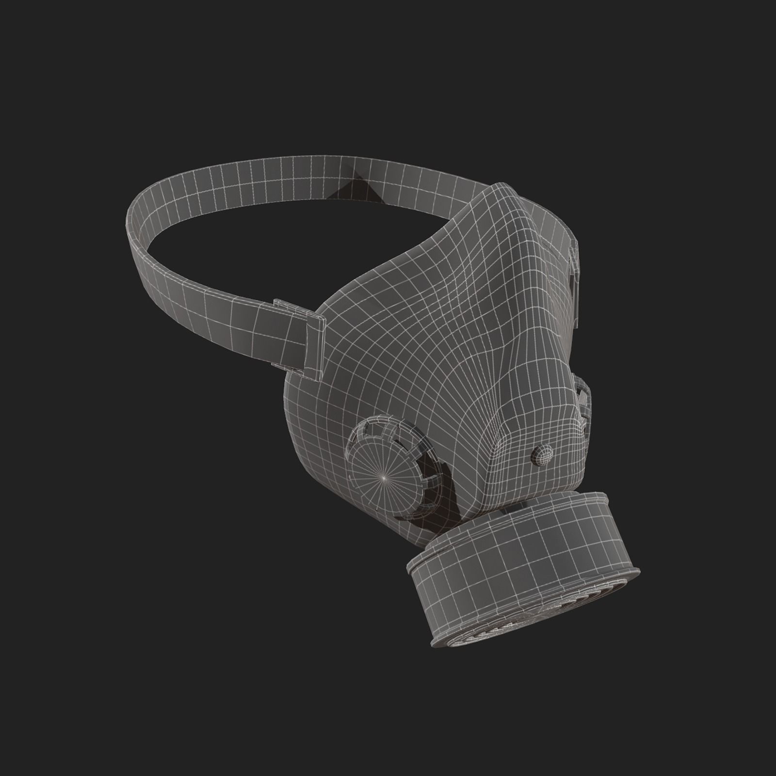 Gas mask helmet 3d model military combat fantasy futuristic  Low-poly 3D model_11