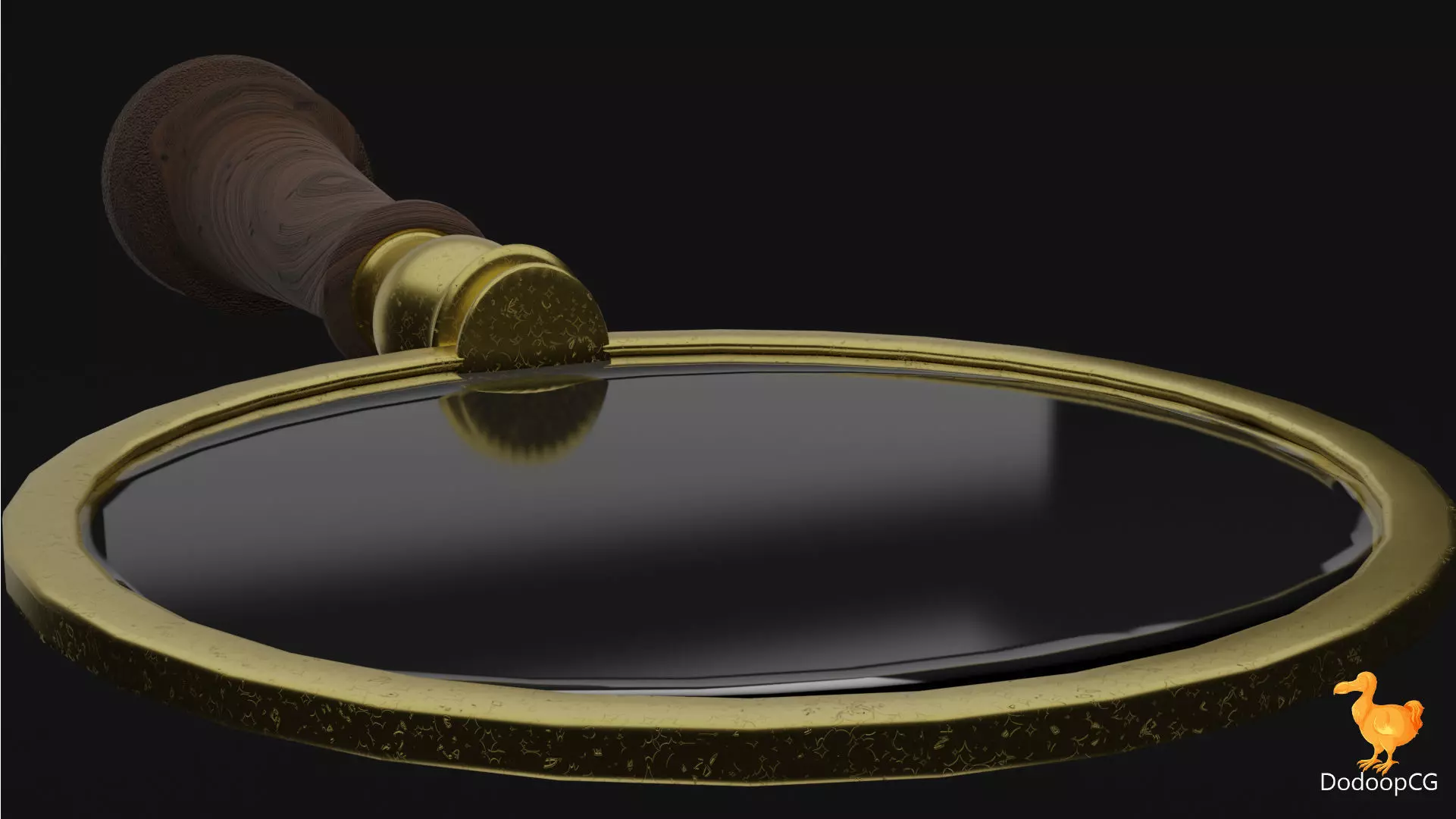 Wooden Old Magnifier - Vintage PBR 3D Model Low-poly 3D model_1