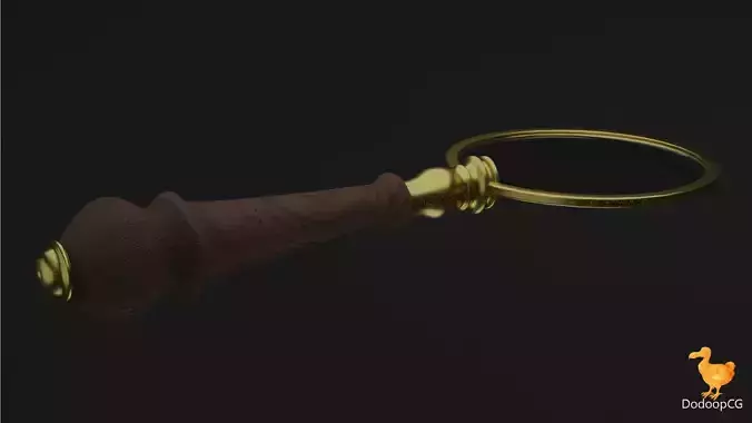 Wooden Old Magnifier - Vintage PBR 3D Model