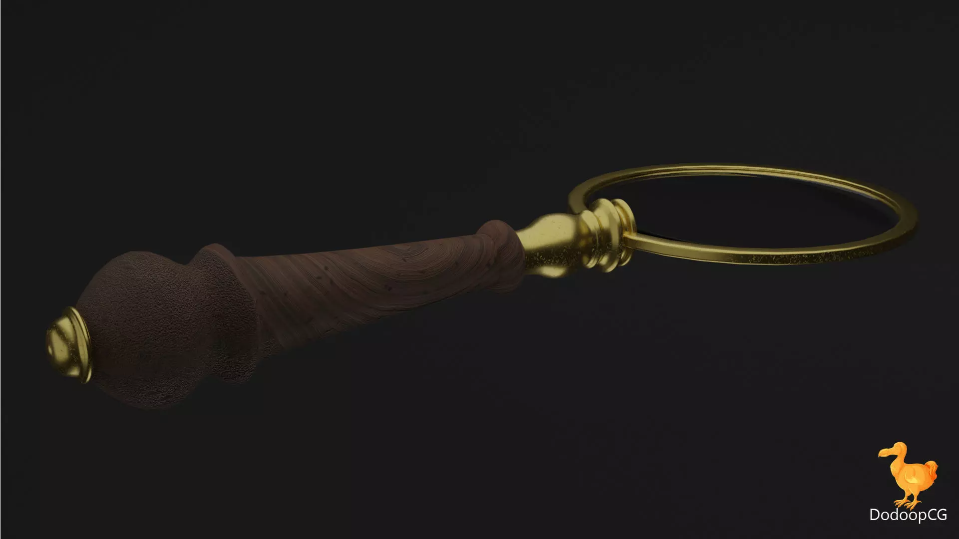 Wooden Old Magnifier - Vintage PBR 3D Model Low-poly 3D model_0