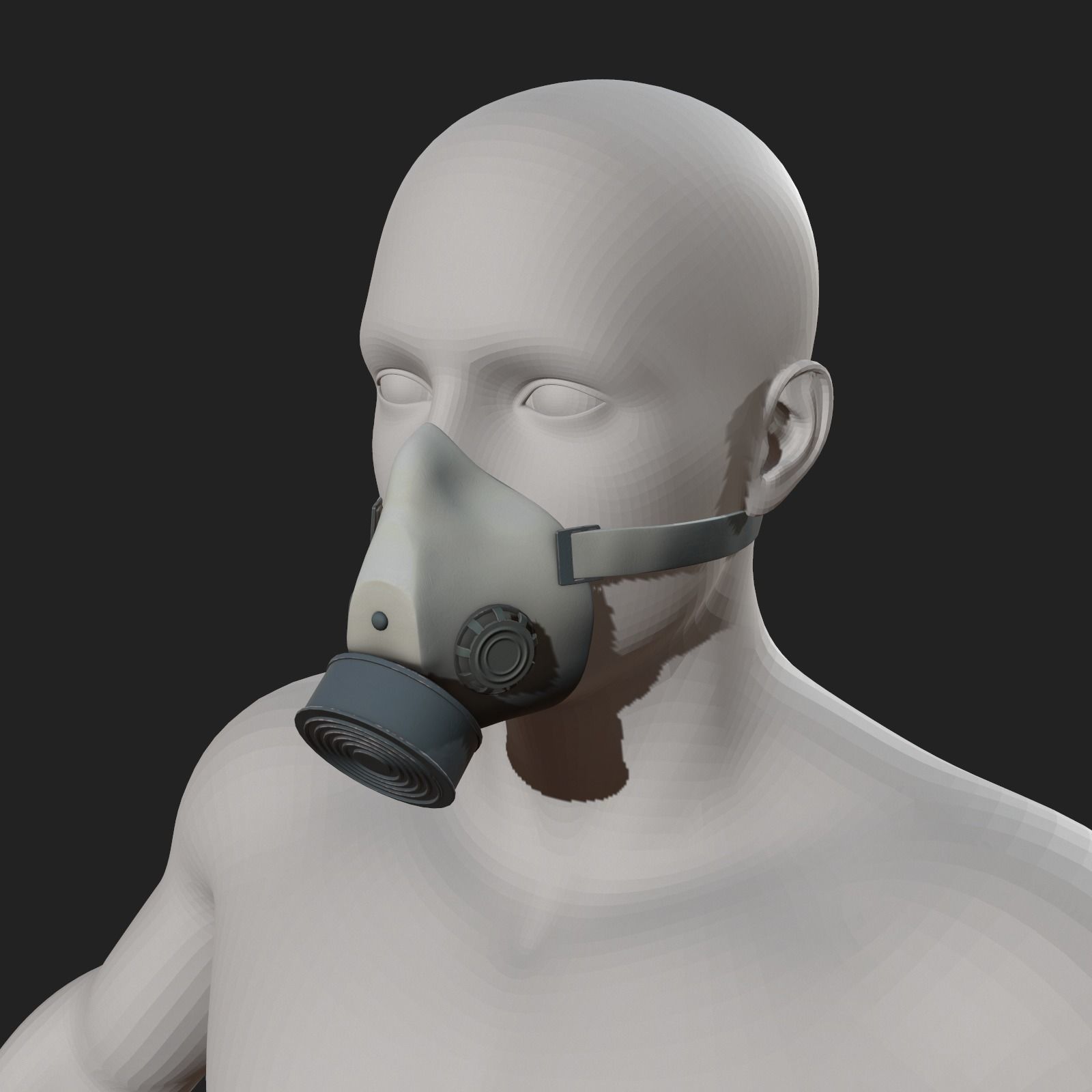 Gas mask helmet 3d model military combat fantasy cyborg space  Low-poly 3D model_2