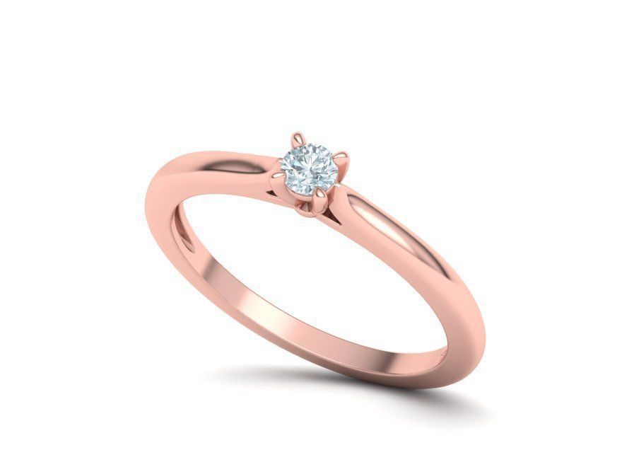 Classic Solitaire ring 3mm round stone 4prong setting  3D print model_8