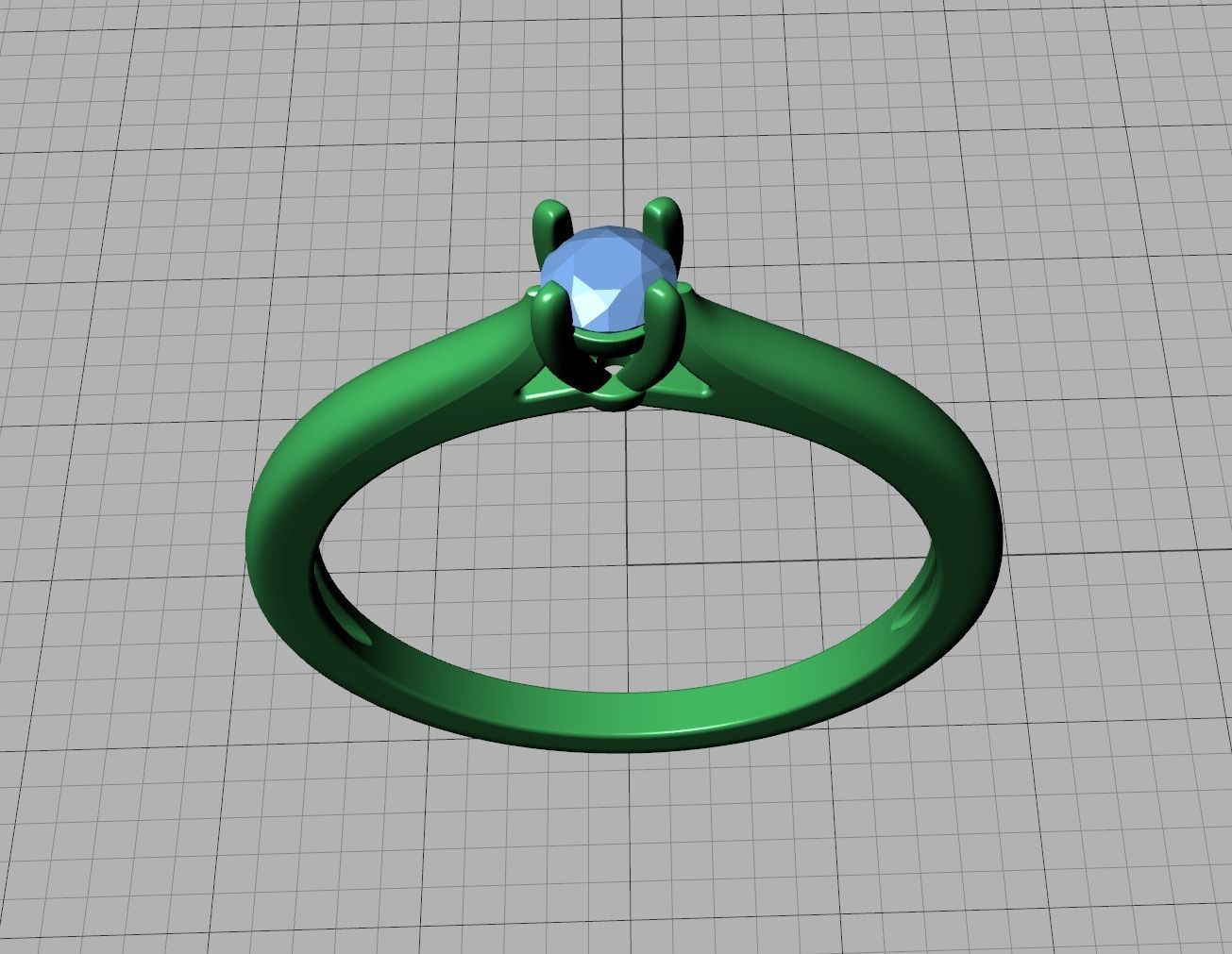 Classic Solitaire ring 3mm round stone 4prong setting  3D print model_16