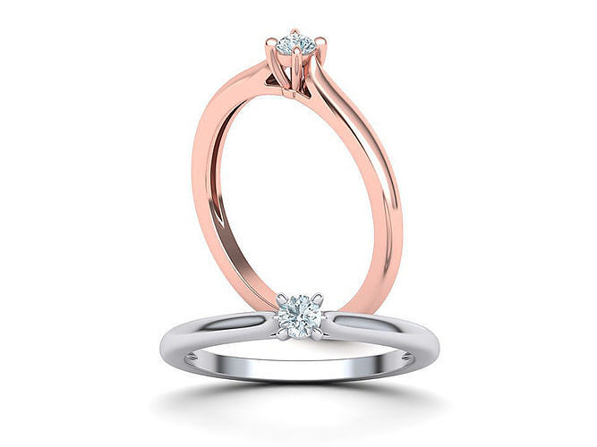Classic Solitaire ring 3mm round stone 4prong setting  3D print model