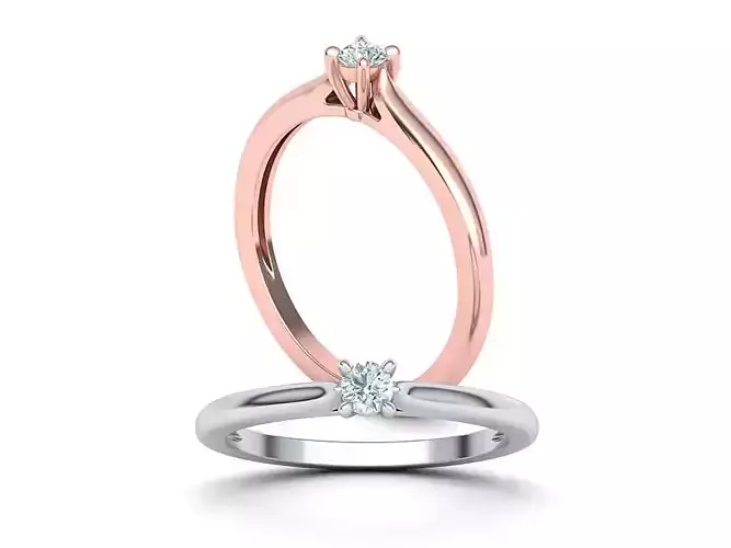 Classic Solitaire ring 3mm round stone 4prong setting  3D print model