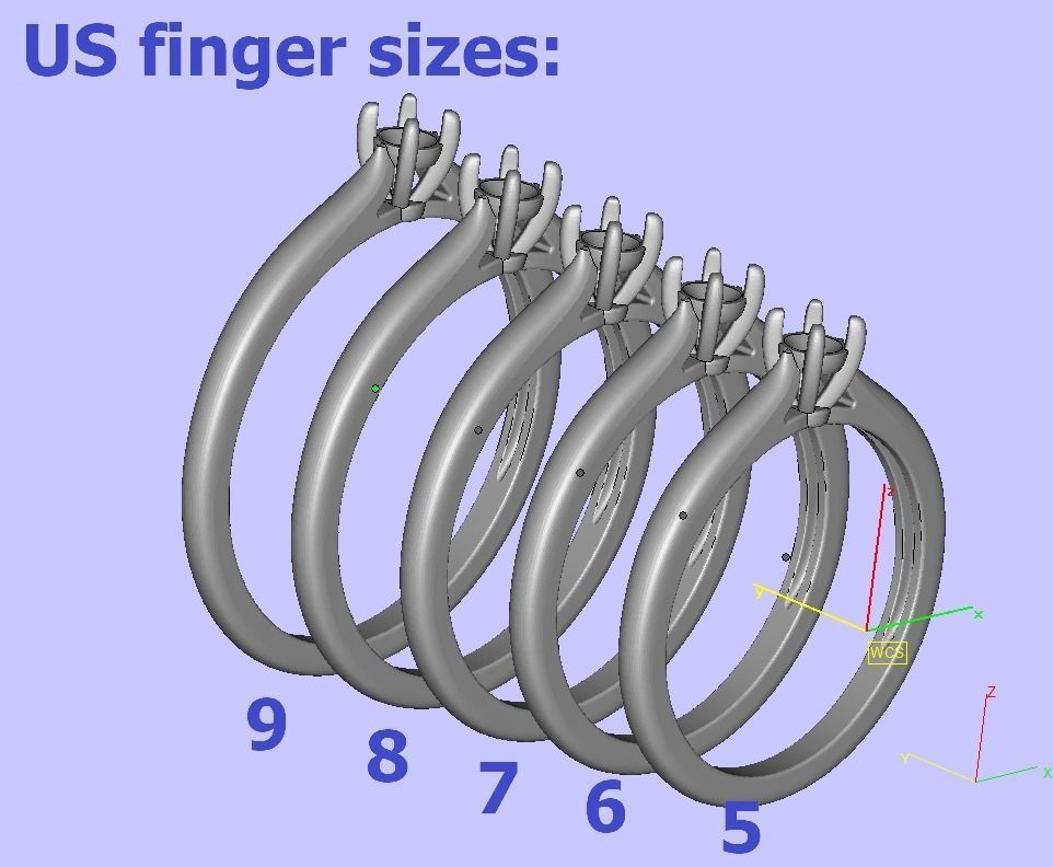 Classic Solitaire ring 3mm round stone 4prong setting  3D print model_20