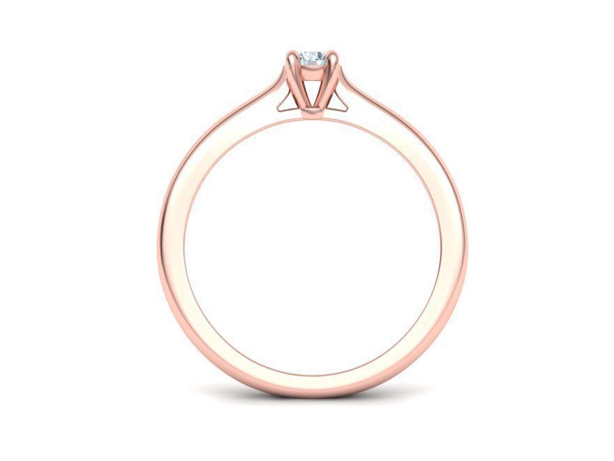 Classic Solitaire ring 3mm round stone 4prong setting  3D print model_7