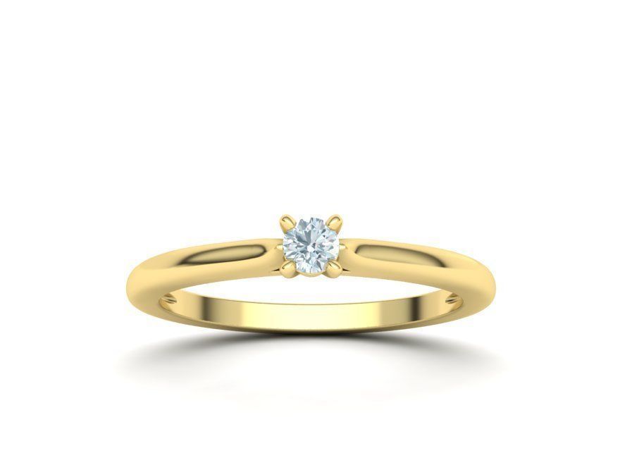 Classic Solitaire ring 3mm round stone 4prong setting  3D print model_13