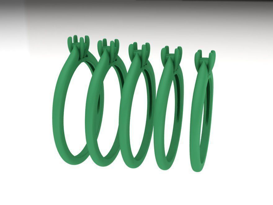 Classic Solitaire ring 3mm round stone 4prong setting  3D print model_18