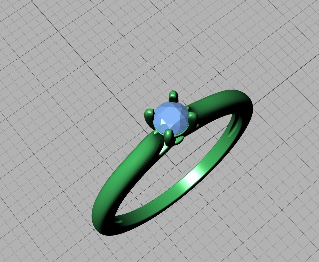 Classic Solitaire ring 3mm round stone 4prong setting  3D print model_17