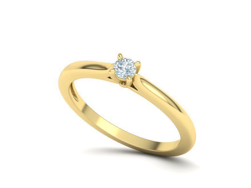 Classic Solitaire ring 3mm round stone 4prong setting  3D print model_10