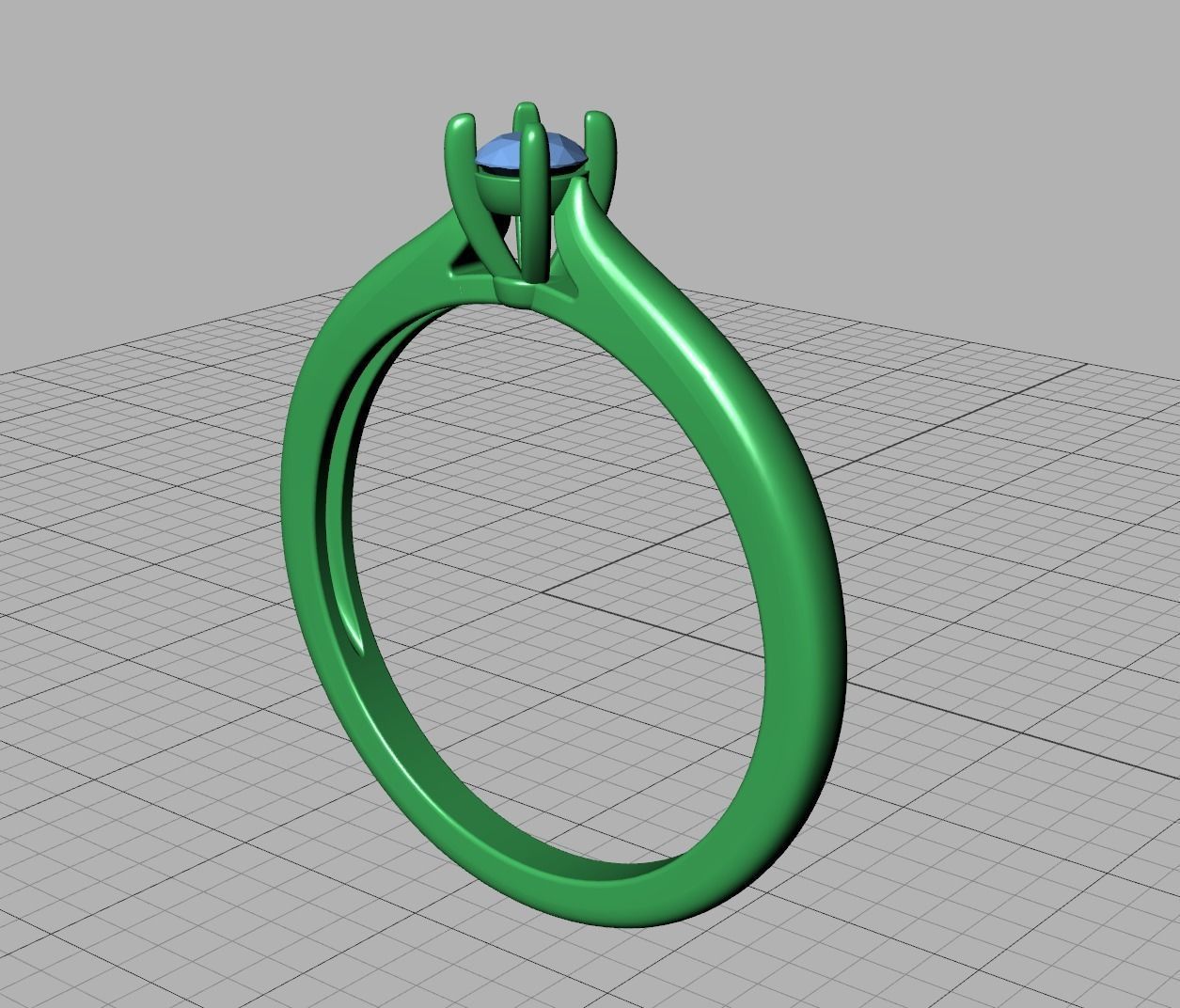 Classic Solitaire ring 3mm round stone 4prong setting  3D print model_15