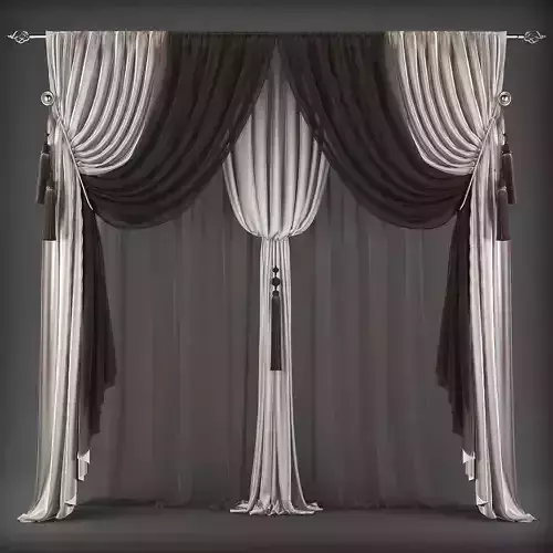 Curtain curtains with tassels Low-poly 3D model
