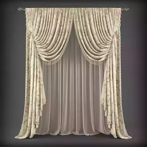 Curtain Low-poly 3D model