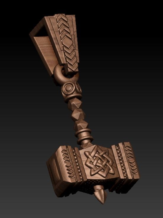 Thor Hammer pendant 3D print model_14