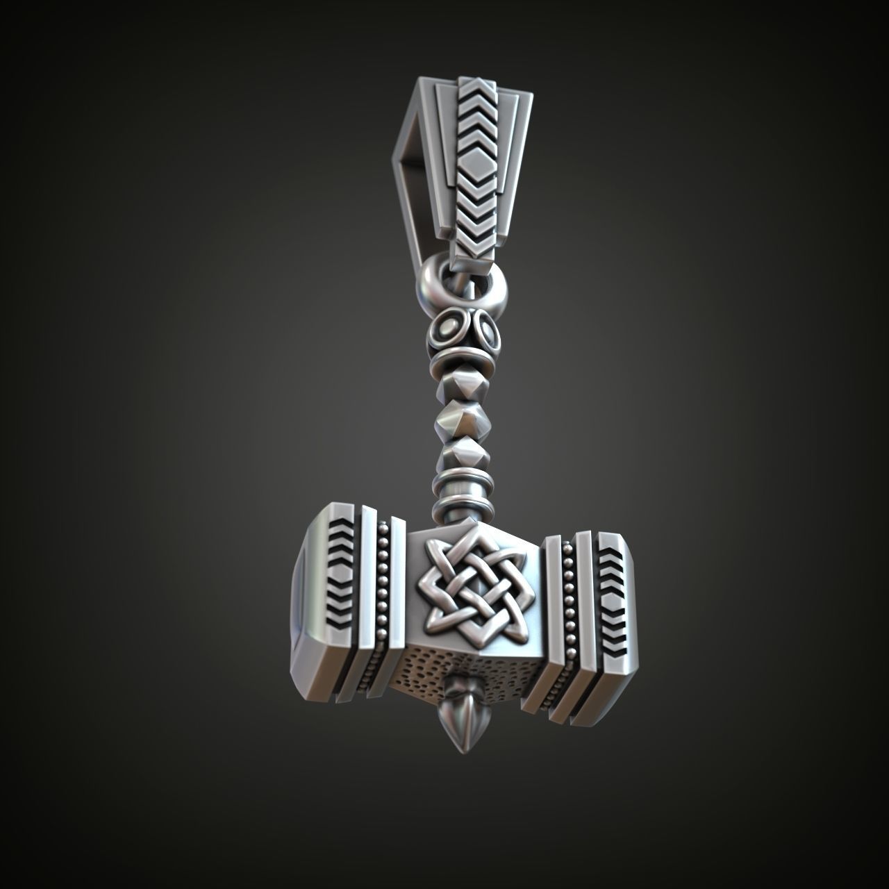 Thor Hammer pendant 3D print model_3