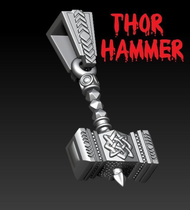 Thor Hammer pendant 3D print model_4