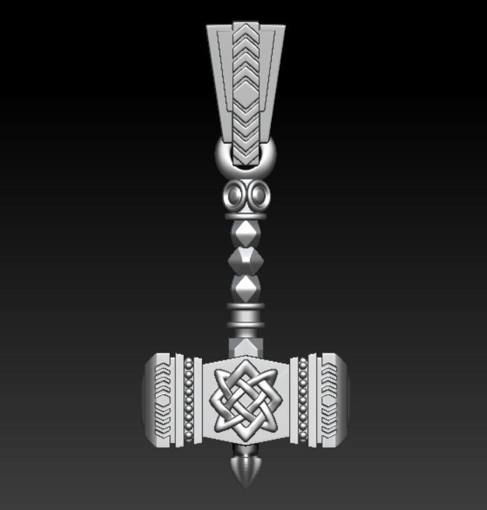 Thor Hammer pendant 3D print model_5