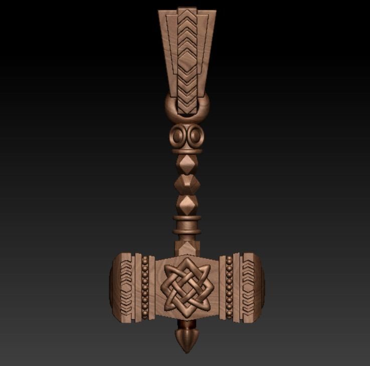Thor Hammer pendant 3D print model_12