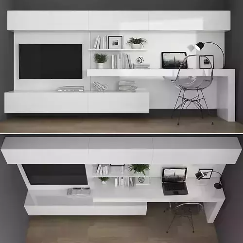 Tv stand and workplace  Low-poly 3D model