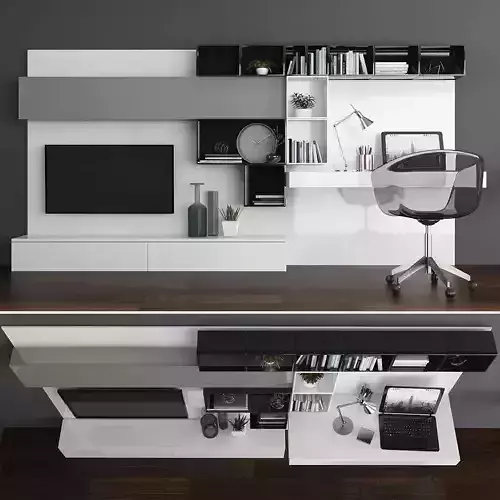 Tv stand and workplace Low-poly 3D model