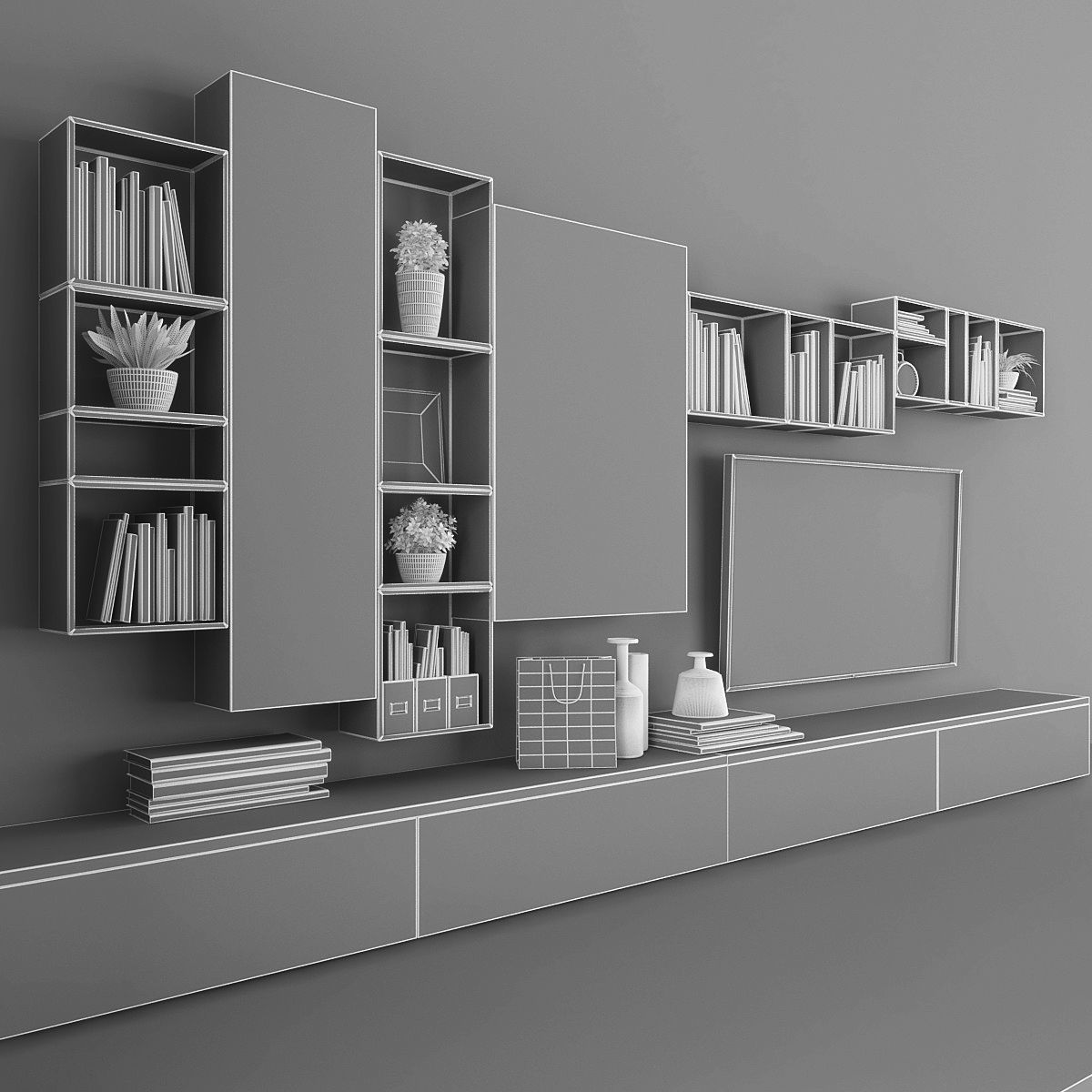 Tv stand  Low-poly 3D model_2