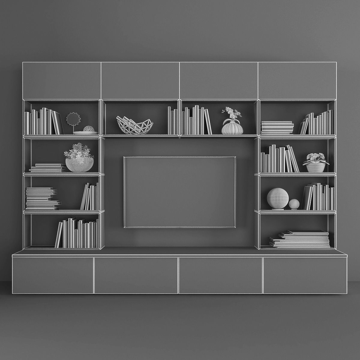 Tv stand  Low-poly 3D model_2