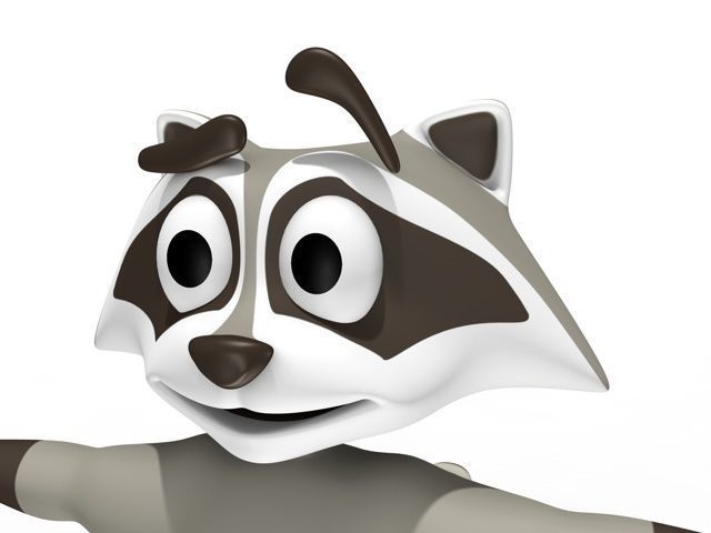 Cartoon rancoon 3D model_3