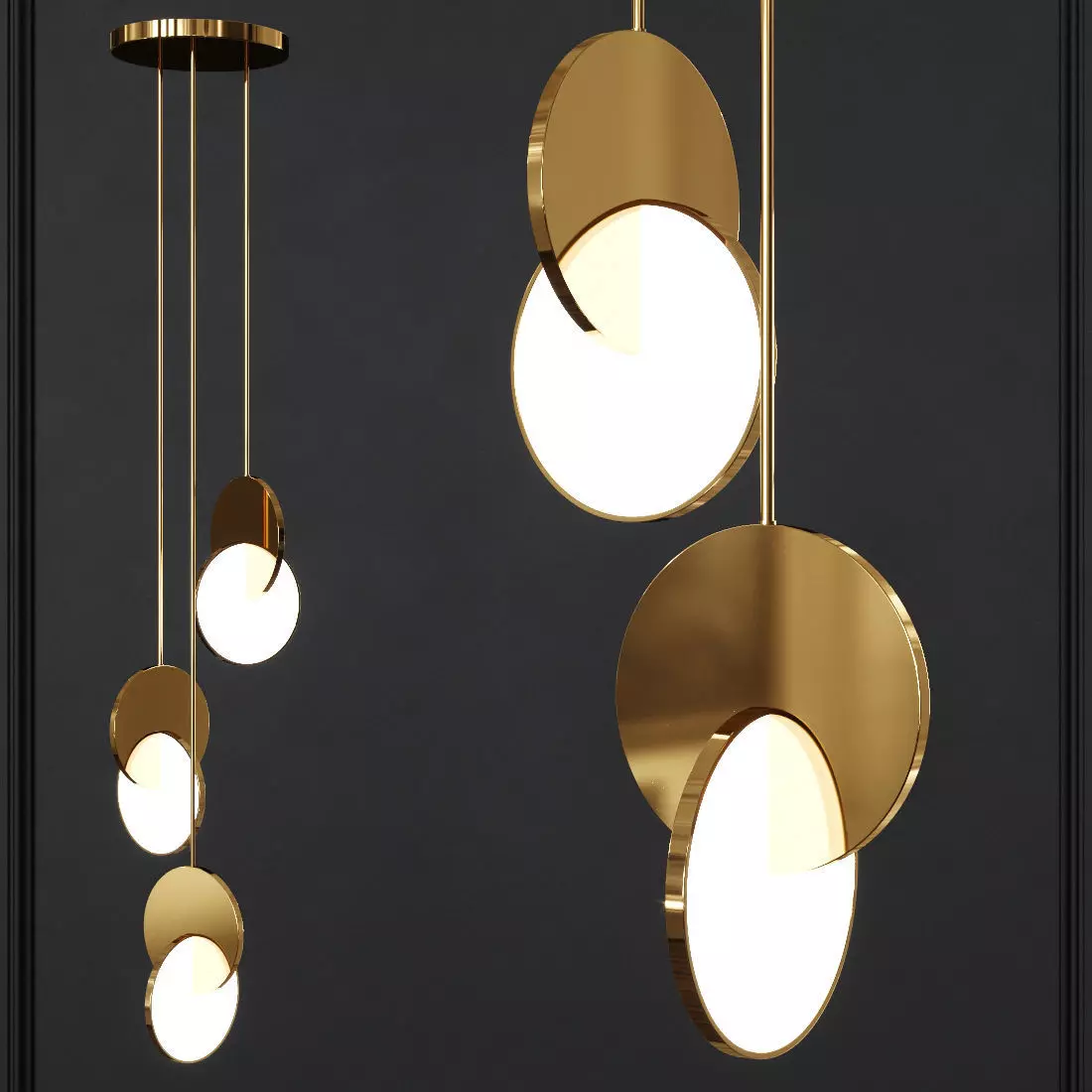 Lee Broom ECLIPSE CHANDELIER  POLISHED GOLD 3D model_0