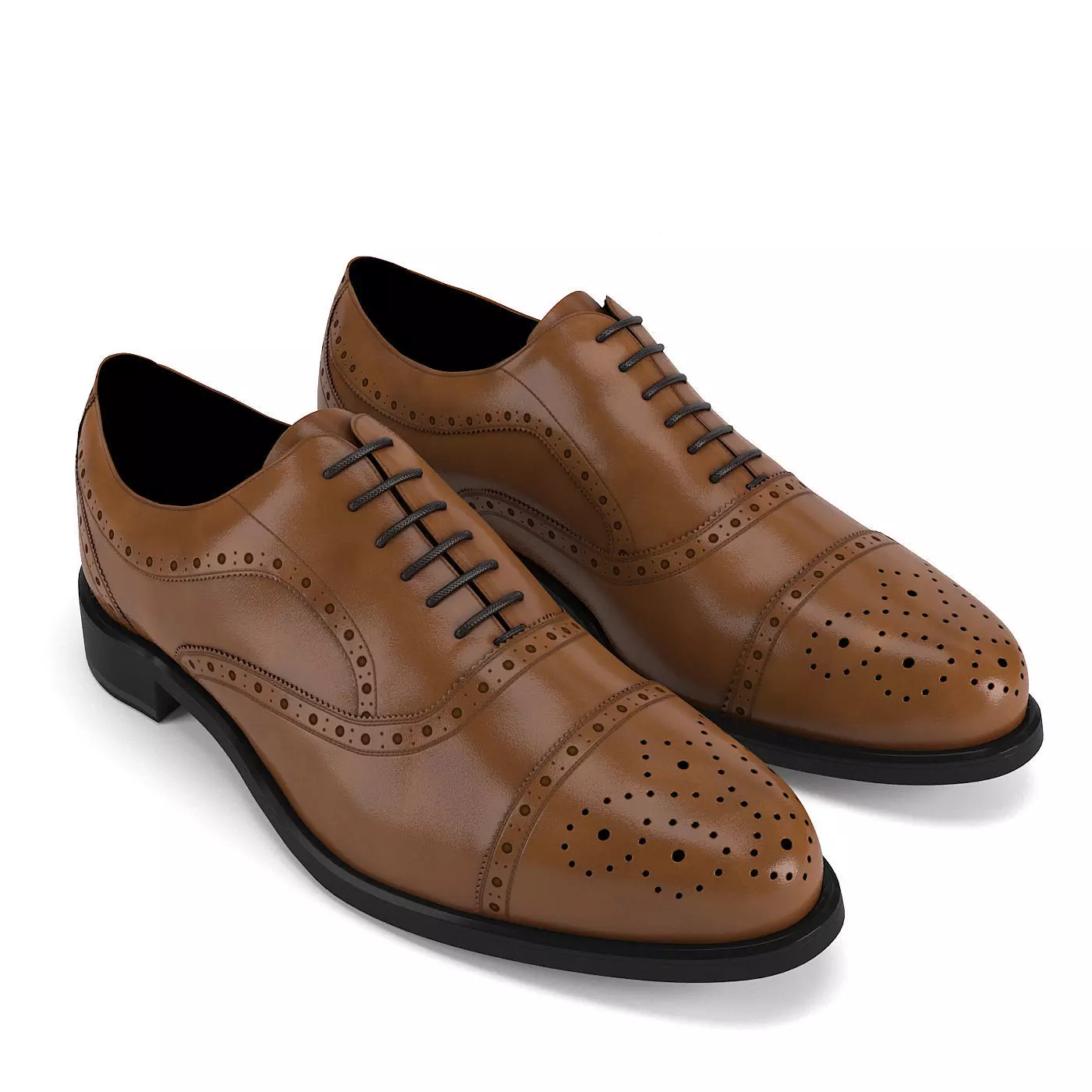 Semi Brogue Oxford PBR Low-poly 3D model