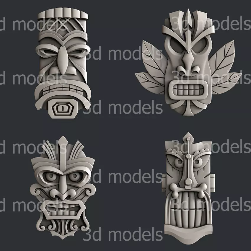 3d STL models for CNC router totem set2 3D model_0