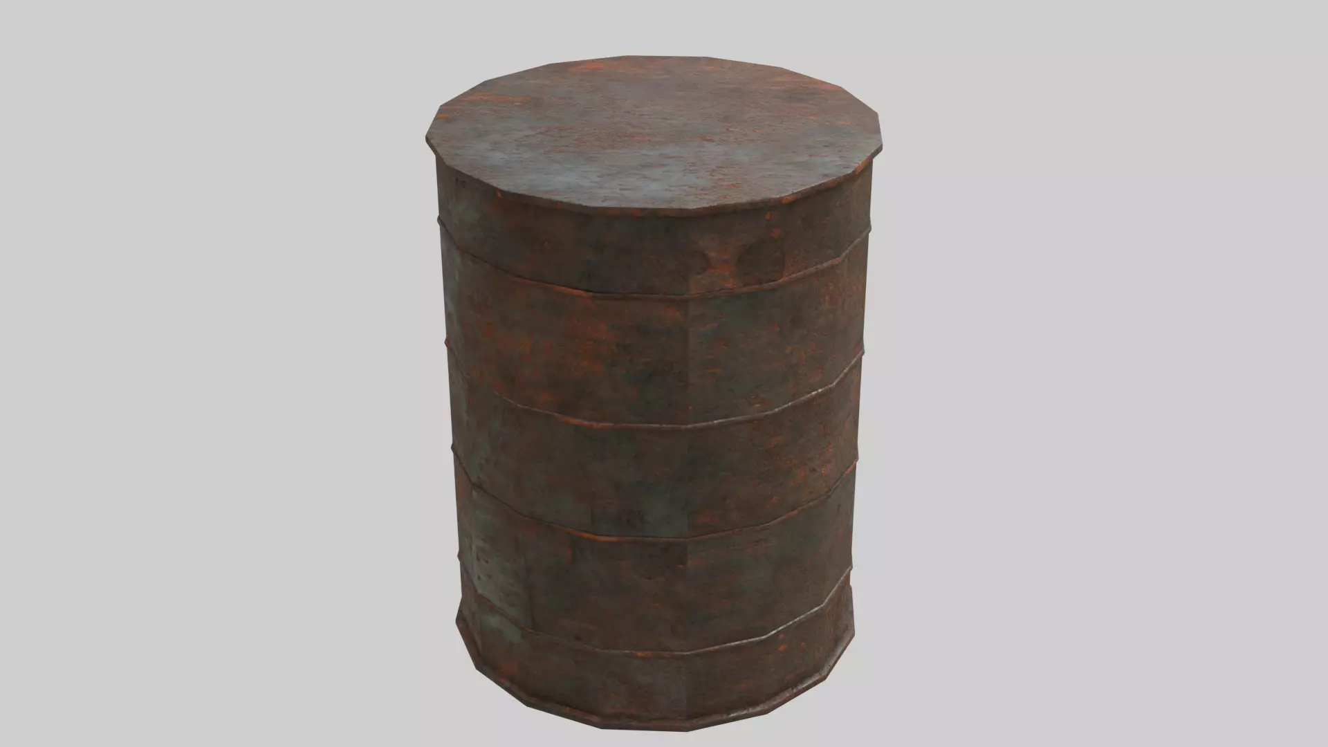 Rusted Barrel - Low Poly Low-poly 3D model_0
