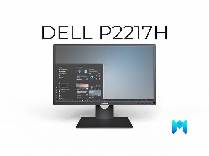 dell P2217H 21 inch monitor Low-poly 3D model