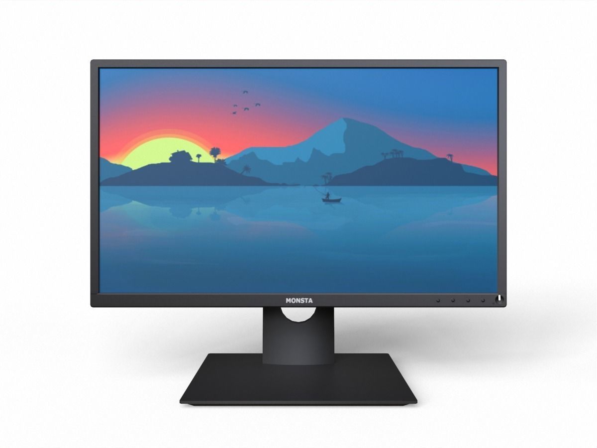 dell P2217H 21 inch monitor Low-poly 3D model_3