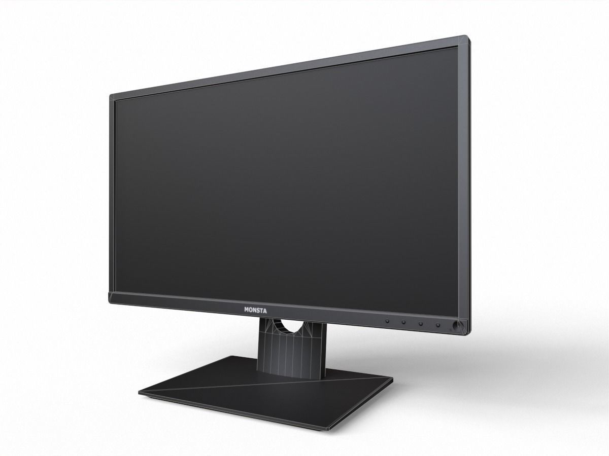 dell P2217H 21 inch monitor Low-poly 3D model_8