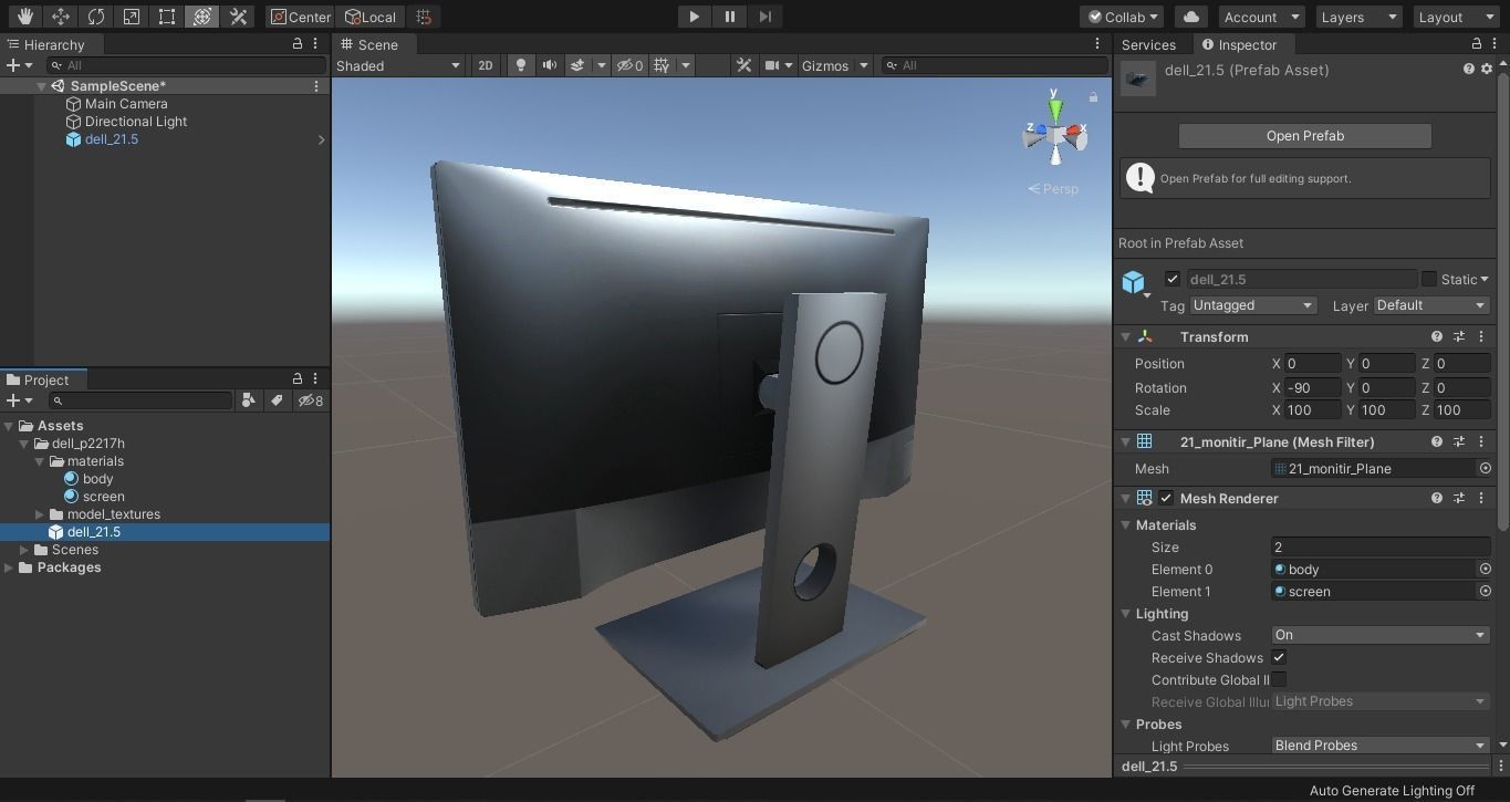 dell P2217H 21 inch monitor Low-poly 3D model_16