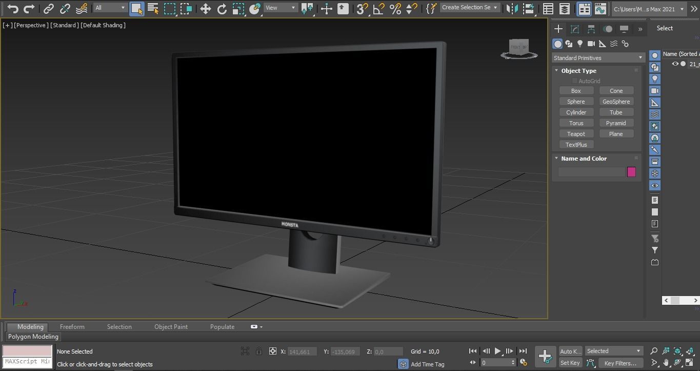 dell P2217H 21 inch monitor Low-poly 3D model_14