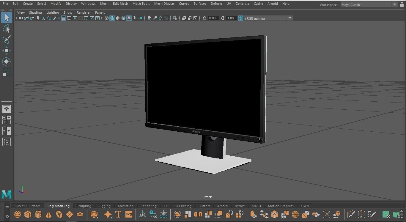 dell P2217H 21 inch monitor Low-poly 3D model_15
