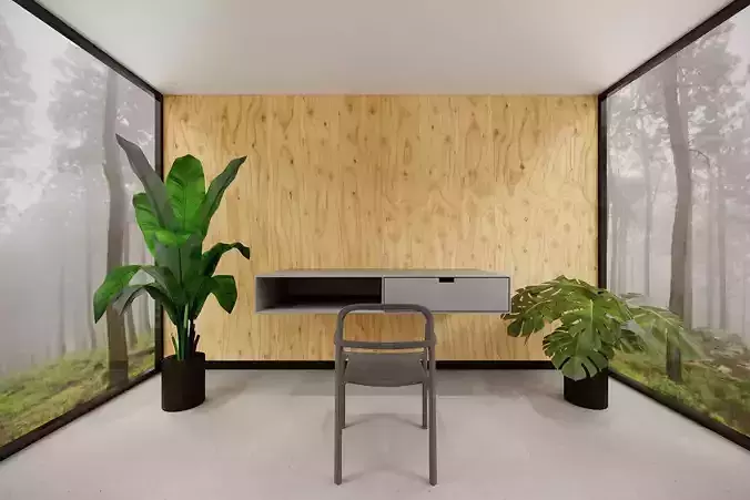 Home Office VR Scene Virtual Desktop 3ds Max Corona Scene Low-poly 3D model