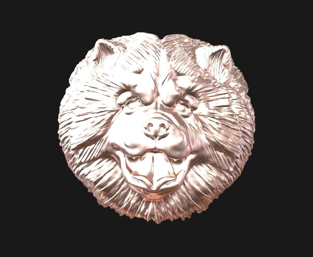 Chow chow pendant 3D print model_4