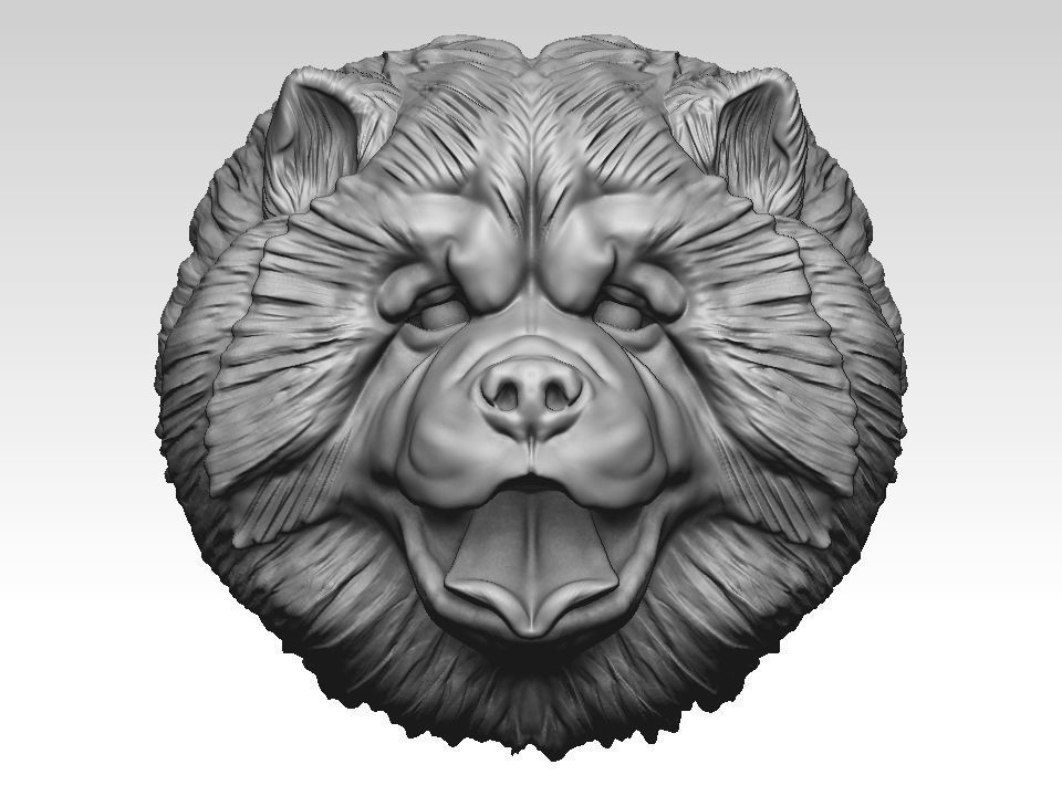 Chow chow  head  pendant 3D print model_18