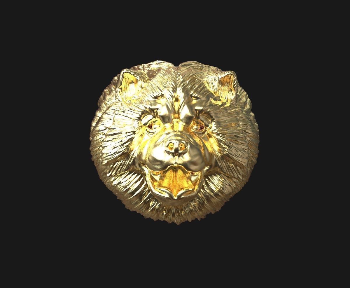 Chow chow  head  pendant 3D print model_5