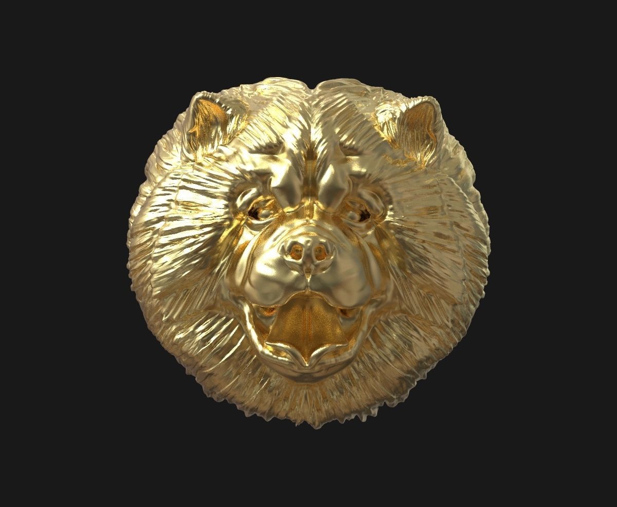 Chow chow  head  pendant 3D print model_3