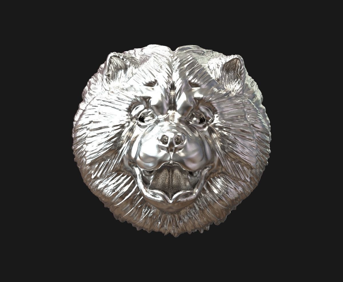 Chow chow  head  pendant 3D print model_9