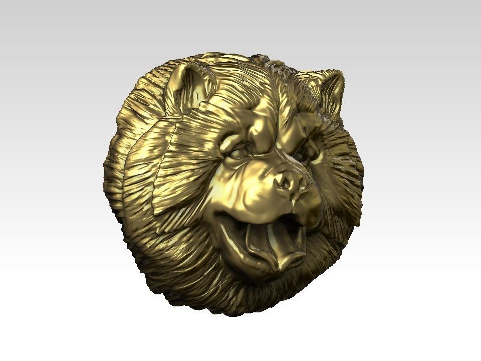 Chow chow  head  pendant 3D print model_21