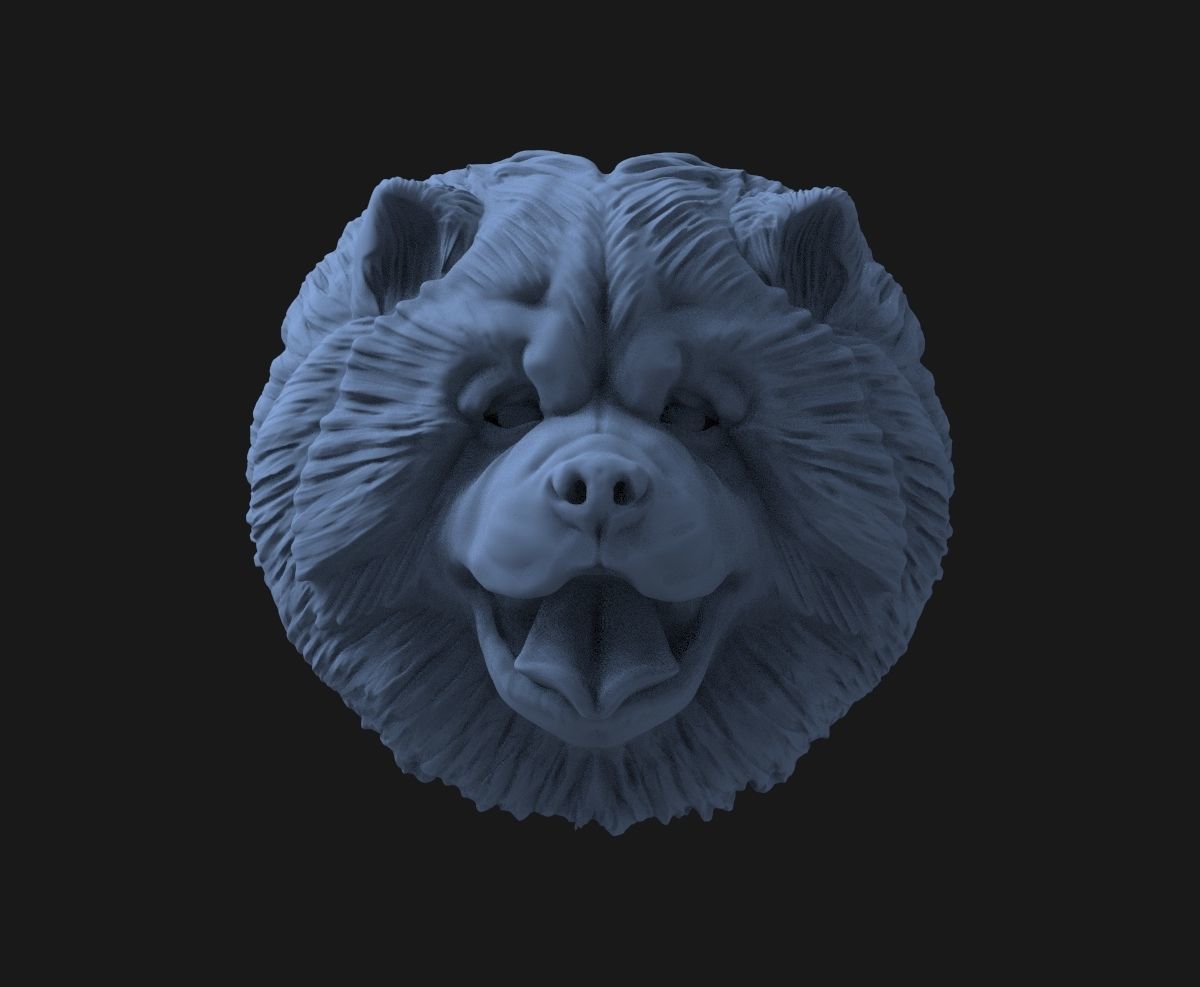 Chow chow  head  pendant 3D print model_1