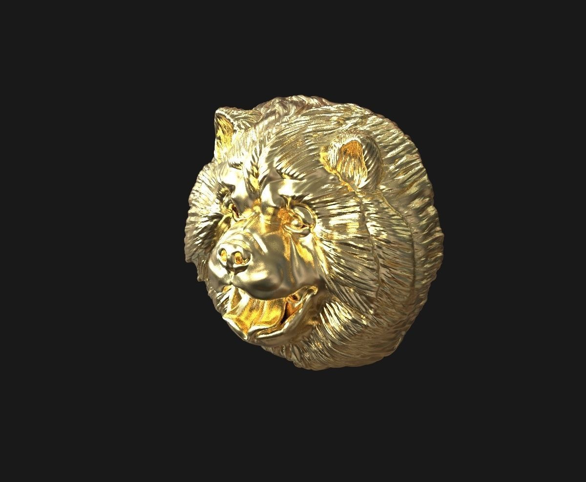 Chow chow  head  pendant 3D print model_4