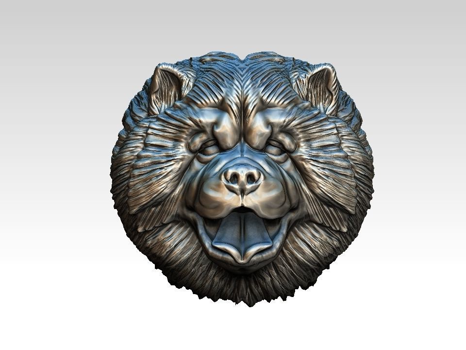 Chow chow  head  pendant 3D print model_19