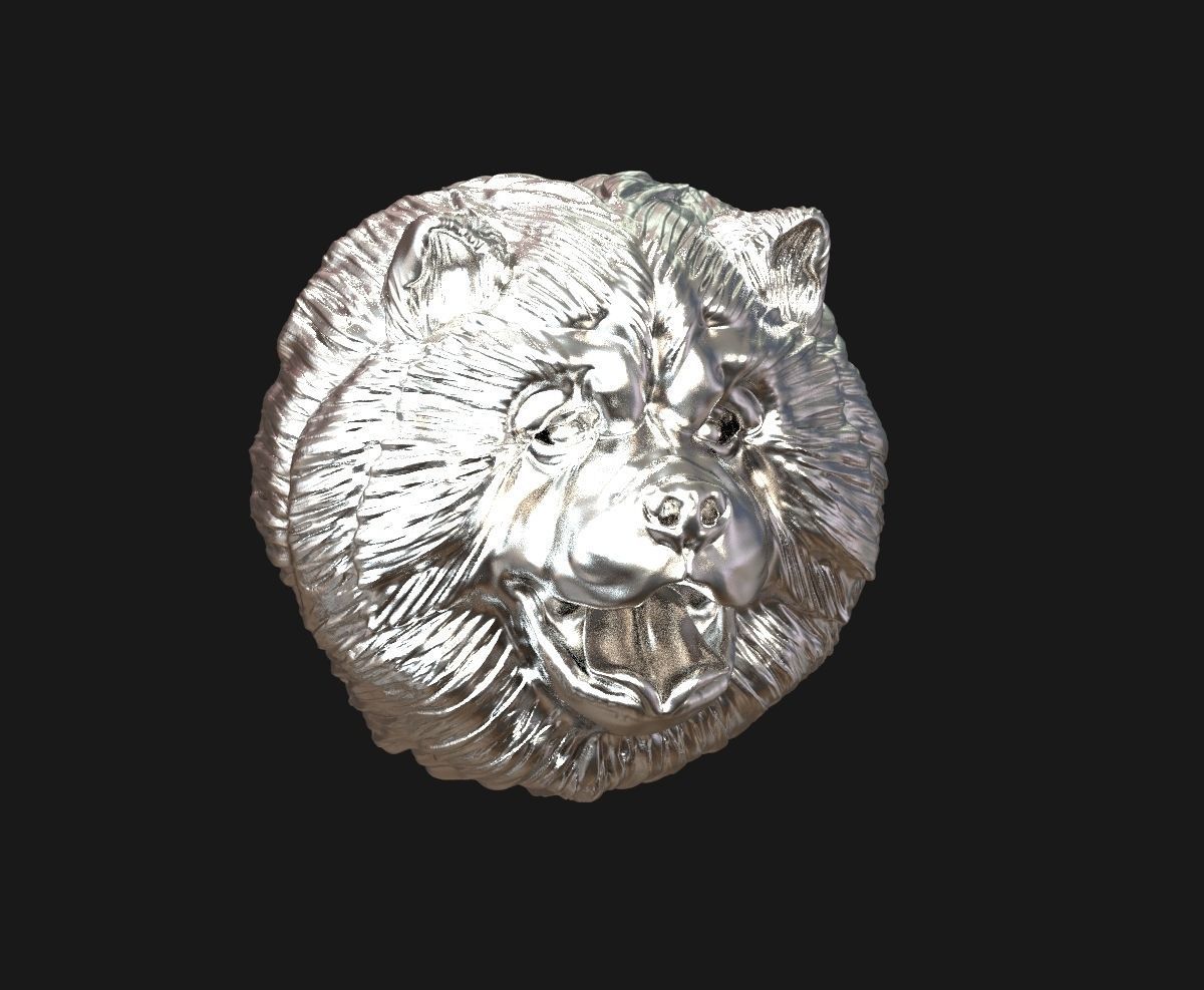 Chow chow  head  pendant 3D print model_8